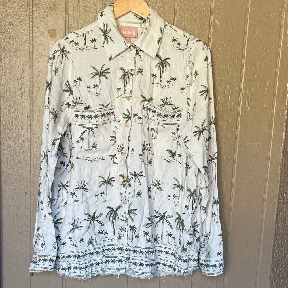 Show Me Your MuMu Marcella Ocean Drive Palm Tree Print button down Shirt